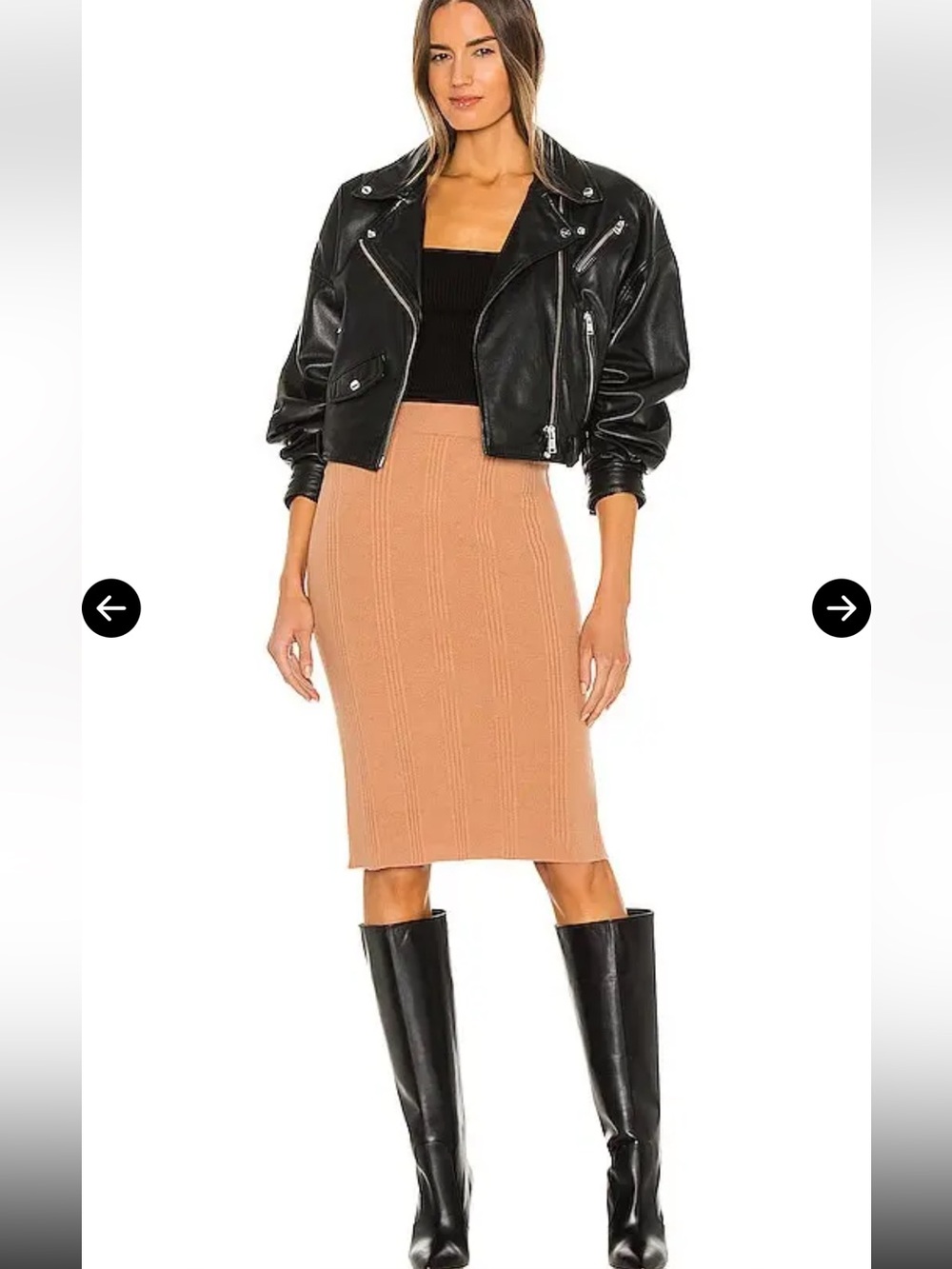L'AGENCE Ribbed Knit Pencil Skirt - Camel